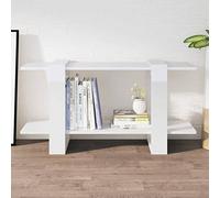 Bibliothèque blanche brillante 100 x 30 x 51 cm, design en bois robuste, espace de rangement polyvalent pour livres, magazines et décoration, idéale comme organisateur de rangement élégant pour le