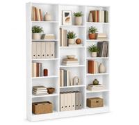 Bibliothèque Blanche Haute 17 Compartiments, Étagère 149 × 23,5 × 188 cm