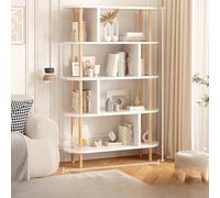 Bibliothèque blanche moderne avec design amovible et coins arrondis en bois épais pour petits espaces, idéale pour le rangement et la présentation des étagères