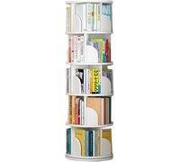Bibliothèque blanche rotative à 360°, 4/5 niveaux, étagères empilables pour rangement de CD/DVD, organiseur de bibliothèque moderne, pour salon et bureau, design en bois d'ingénierie durable