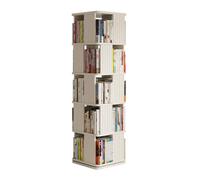 Bibliothèque blanche rotative à 5 niveaux, tour de rangement pivotante à 360°, étagère de rangement sur pied pour petits espaces, organiseur d'angle carré pour chambre à coucher, 45 x 45 x 1