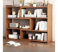 Bibliothèque blanche, rotative à plusieurs niveaux rétractable, étagère de rangement d'angle peu encombrante, vitrine avec bords arrondis, bibliothèque et styles disponibles (marron, L340)