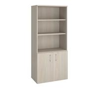 Bibliothèque bois avec portes basse bois ECLA H 182 x L 80 cm finition chêne gris Lime - Bibliothèques - Bruneau