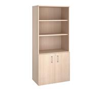 Bibliothèque bois avec portes basse bois ECLA H 182 x L 80 cmfinition chêne clair Budapest - Bibliothèques - Bruneau