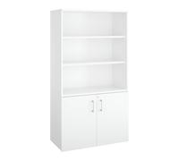Bibliothèque bois avec portes basses Ecla H 182 x L 100 x P 46 cm finition blanc - Bibliothèques - Bruneau