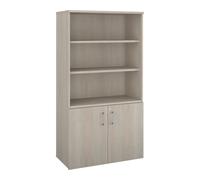Bibliothèque bois avec portes basses Ecla H 182 x L 100 x P 46 cm finition chêne gris - Bibliothèques - Bruneau