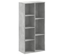 Bibliotheque Bois Ingenierie 7 Compartiments Gris Beton 50x25x105 cm | Surface lisse facile a nettoyer, cloison de separation, rangement bureau maison, fixation murale incluse