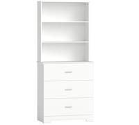 Bibliothèque buffet 3 tiroirs et étagères ouvertes CALDAS blanche