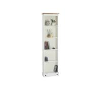 IDIMEX Bibliothèque Campo étagère en Bois Style Mexicain avec 4 tablettes, en pin Massif lasuré Blanc et Brun