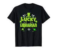 Bibliothèque chanceuse drôle Saint Patrick Bibliothèque T-Shirt Graphique avec Valeur, Homme, Noir, S