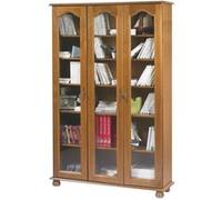 Bibliothèque Chêne 3 Portes Vitrées 12 Niches L 120.6 H 182.2 P 33 cm - L 120.6 x l 33 x H 182.2 cm marron G