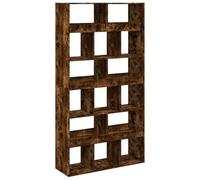 Bibliothèque chêne fumé 100 x 33 x 187,5 cm en aggloméré avec 15 | Séparateur d'espace, étagère multi-usages, 15 compartiments, panneaux de particules, assemblage requis, fixation murale