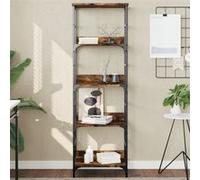 vidaXL Bibliothèque 4 compartiments – Meuble de rangement bureau intérieur Industriel Chêne fumé