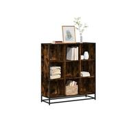 vidaXL Bibliothèque chêne fumé 97,5x33x107,5cm Bois d'ingénierie métal, étagère à Livres, Porte-Livres, Support à Livres, Armoire de Rangement
