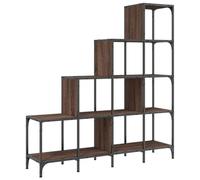 Bibliothèque chêne marron 122x30x132cm bois ingénierie et métal