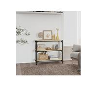 Bibliothèque Étagère Rangement Chêne Fumé Bois d'Ingénierie et Acier vidaXL