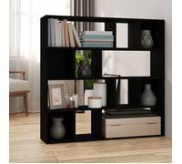 Bibliothèque/Cloison de séparation - Happiness - Noir - 105x24x102 cm - Bois d'ingénierie - Grand espace de rangement