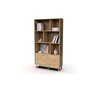 PEGANE Bibliothèque Coloris chêne doré - Hauteur 179 x Longueur 100 x Profondeur 30 cm