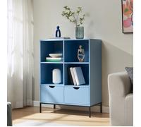 Bibliothèque Colwyn avec 2 tiroirs 105 x 80 x 40 cm bleu en.casa