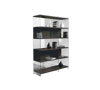 bibliothèque compo de verre et étagère coloris ardoise noyer