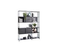 Bibliothèque compo de verre et étagère et rangements coloris noir carbone