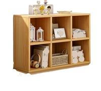 Bibliothèque créative à plusieurs grilles en bois nordique, meuble simple, organiseur de livres de ménage, étagère de rangement moderne (orange, M)