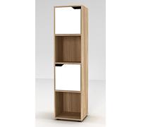Bibliothèque cubique en bois Urbnliving avec portes, Bois dense, Oak Bookcase and White Door, 4 Cube