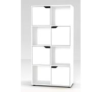 Bibliothèque cubique en bois Urbnliving avec portes, Bois dense, White Bookcase and White Door, 8 Cube