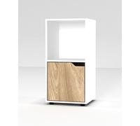 Bibliothèque cubique en bois Urbnliving avec portes, White Bookcase and Oak Door, 2 Cube