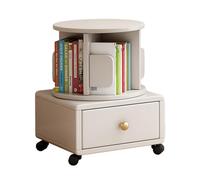 Bibliothèque cylindrique rotative à 360° avec tiroir et roulettes pour Enfants et Adultes, Blanche, 1 Niveau. Cultivez l'intérêt des Enfants pour la Lecture et la capacité Pratique.