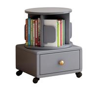 Bibliothèque cylindrique rotative à 360° avec tiroir et roulettes pour enfants et adultes Gris 1 niveau Cultivez l'intérêt pour la lecture et la capacité manuelle