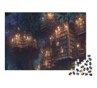 Bibliothèque d’Arbres au Clair de Lune Puzzle 1000 Pièces Jouet De Défi Adultes Et Enfants Puzzle Impossible Jeu Éducatif Familial Cadeau De Décoration Intérieure 38x26cm/1000pcs