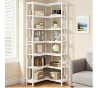 Bibliothèque d'angle, 200 x 60 x 60 cm,Grande étagère d'angle Industrielle, étagère d'angle sur Pied, Blanc