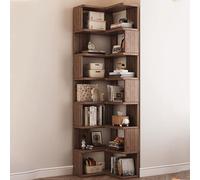 Bibliothèque d'angle à 5/6/7 niveaux, étagère d'angle autoportante, parfaite pour les salons, chambres et bureaux, étagère en bois ouvert, bibliothèque d'angle