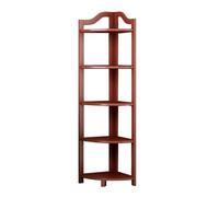 Bibliothèque d'angle à 5 niveaux pour petit espace - Rouge - Idéale pour salle d'étude, salon, bureau