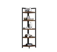Bibliothèque d'angle à 5 Niveaux, présentoir de Rangement, bibliothèque Haute et étroite de Style Ouvert, adaptée au Salon, à la Chambre et au Bureau(Color-3,32.5x32.5x150cm)