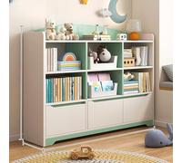 Bibliothèque d'angle avec panneau arrière et coins arrondis pour la maison, le bureau et le salon Vert
