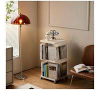Bibliothèque d'angle compacte rotative à 360° pour petits espaces 2/3/4/5 niveaux - Organiseur au sol - Étagère étroite en plastique pour salon - Design carré