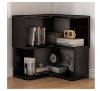 Bibliothèque d'angle de 8 niveaux beige avec déflecteurs, rack de stockage d'économies d'espace pour les petites pièces, organisateur d'étagère en bois robuste pour le salon Bureau Chambre à coucher P