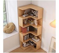Bibliothèque d'angle de 8 niveaux beige avec déflecteurs, rack de stockage d'économies d'espace pour les petites pièces, organisateur d'étagère en bois robuste pour le salon Bureau Chambre à coucher P