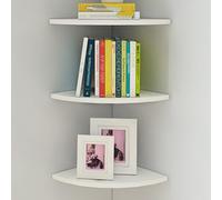 Bibliothèque d'angle élégante en bois - Petite étagère ouverte peu encombrante pour le salon moderne 30 cm Étagère d'angle blanche
