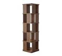 Bibliothèque d'angle en bois de noyer avec 5 étagères, support rotatif à 360°, présentoir peu encombrant pour chambre à coucher et petits espaces (17,7 x 17,7 x 63,7 cm)