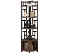 Bibliothèque d'angle en bois, étagère de rangement sur pied pour chambre à coucher, salon, cuisine, étagère d'angle multifonction avec rangement
