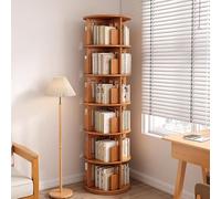 Bibliothèque d'angle en bois massif à 360 °, autonome, tour verticale, économie d'espace, bibliothèque en bois pour la maison ou le bureau, élégante bibliothèque rotative