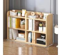 Bibliothèque d'angle en carton épais avec dos renforcé, bords arrondis, étagère haute, bibliothèque et vitrine, design élégant en finition naturelle, solution de rangement parfaite pour la maison.