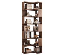 Bibliothèque d'angle en forme de L pour salon, chambre à coucher, cuisine et bureau à domicile Gris élégant Design 5/6/7 étagères 60 x 60 x 191 cm