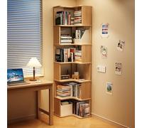 Bibliothèque d'angle - Étagère ouverte sur pied, angle droit à 90°, économie d'espace avec forte capacité de charge, design anti-chute pour bibliothèques, bois, 48 x 48 x 192 cm