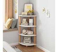 Bibliothèque d'angle fine en bois - Présentoir à 4 niveaux pour la maison, le bureau et les petits espaces, support élégant pour plantes, blanc, 40 x 40 x 99 cm - Solution de rangement idéale
