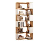 Bibliothèque d'angle haute 5/6/7 étagères en forme de L pour salon, chambre à coucher, cuisine, bureau à domicile, blanc, 65 x 45 x 191 cm - Solution d'affichage élégante