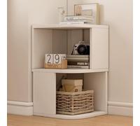 Bibliothèque d'angle haute avec 2 à 6 étagères, rangement en bois avec panneau anti-basculement, étagère d'angle indépendante pour la maison, le bureau et le salon (blanc, 2ème étage)